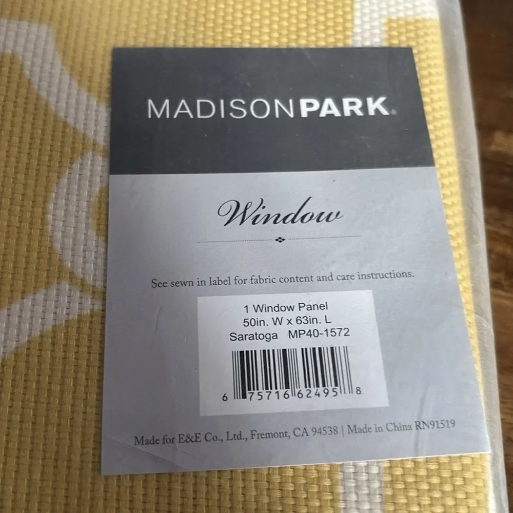 Madison Park Saratoga Single Fretwork 1 Panel Grommet Top 50x63, Yellow/White
